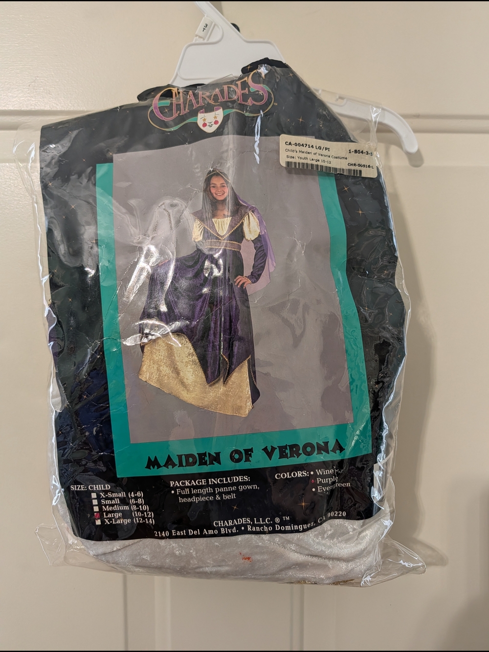 Charades Maiden of Verona Kids Purple and Gold Costume